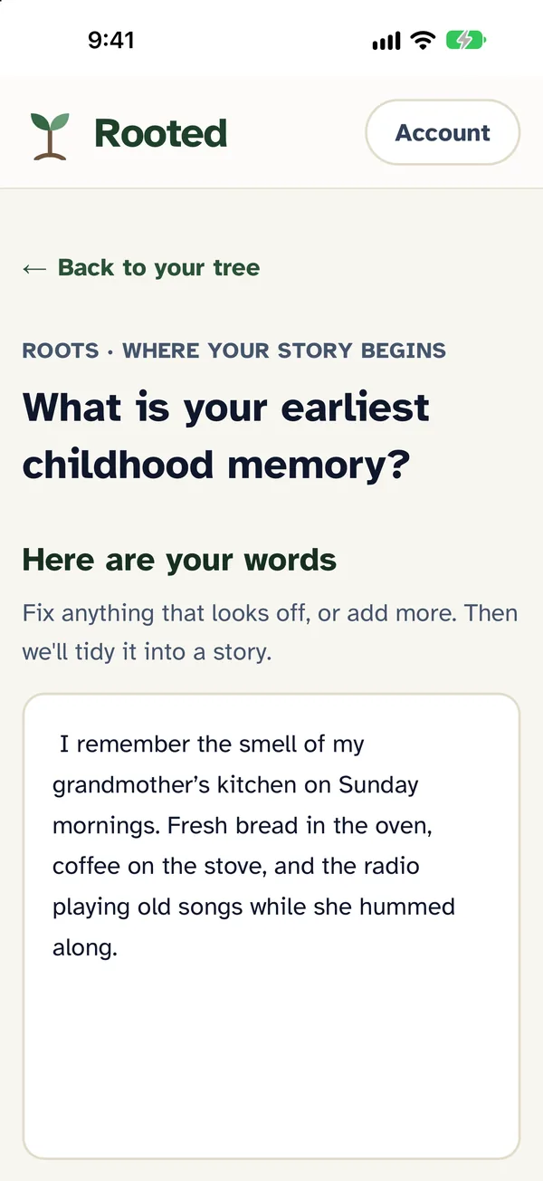 Rooted: The words you told, ready to keep