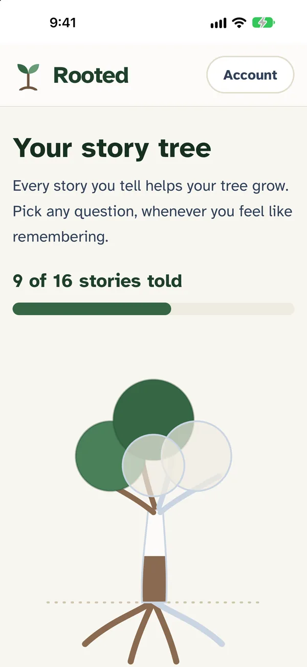 Rooted: A story tree, half grown